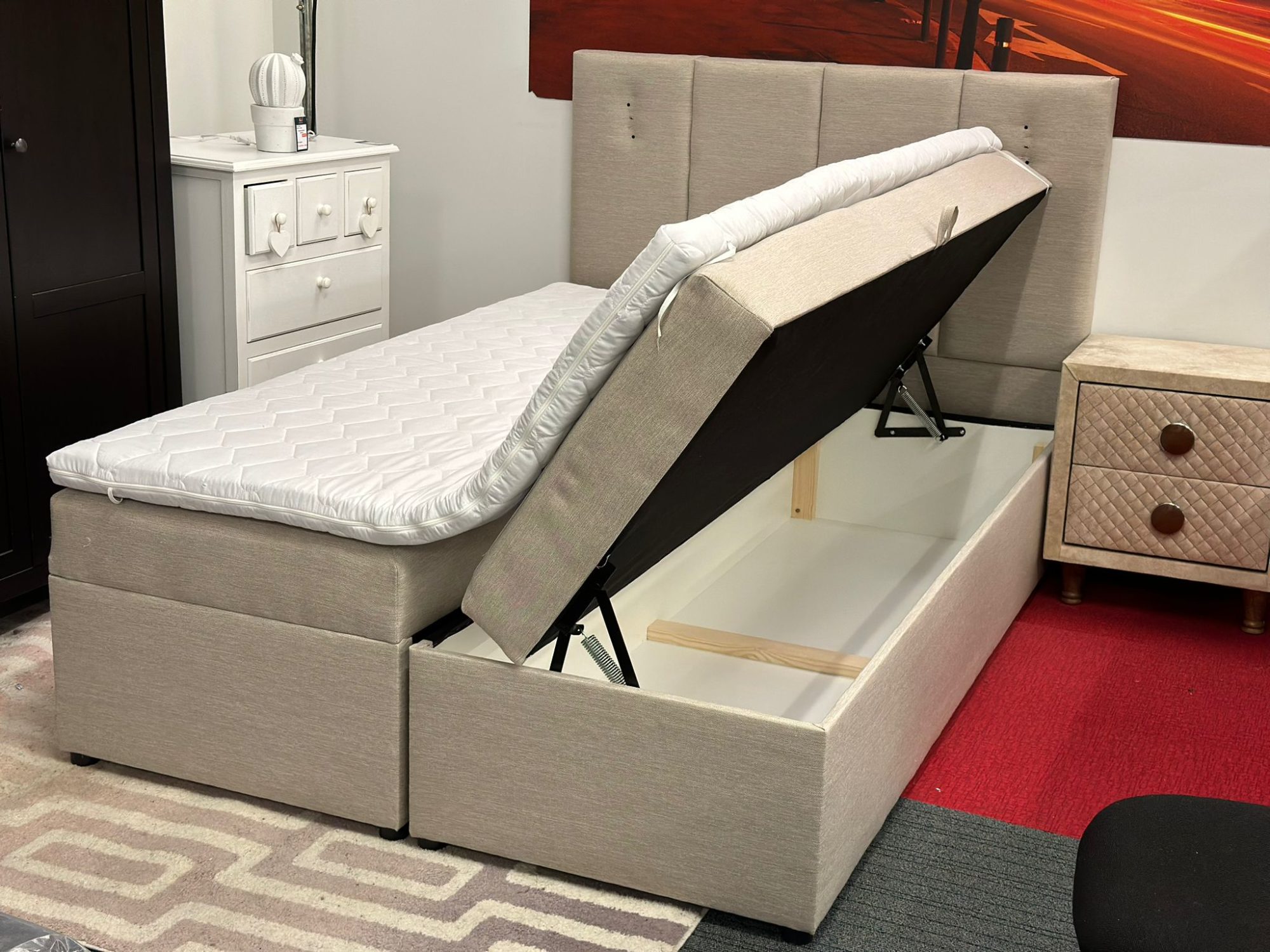 Lit Boxspring 140x200 avec espace de rangement - Image 2