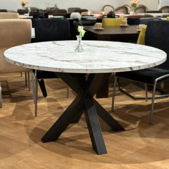 Table à manger ronde effet marbré