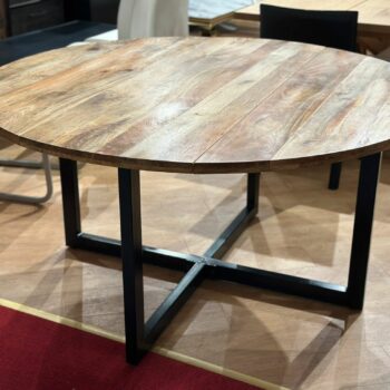 Table à manger ronde style industriel en bois manguier