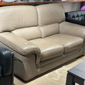 Canapé 2pl en cuir taupe -