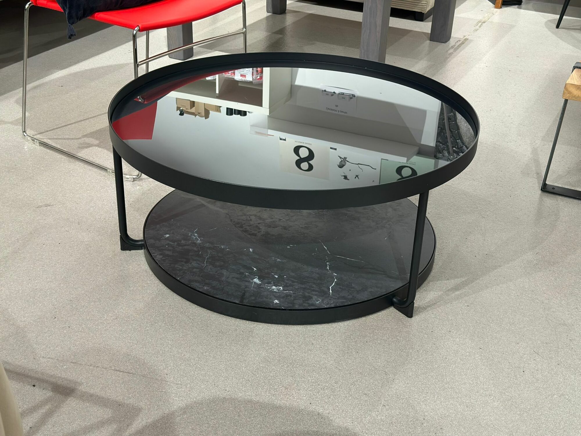 Table de salon ronde dessus en verre - Image 3