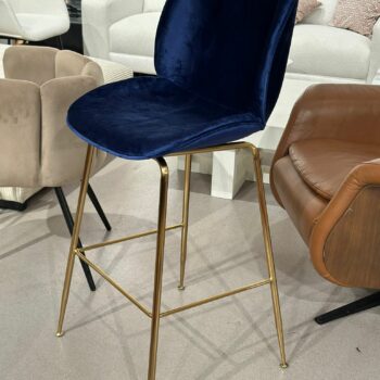 Tabourets de bar en velours bleu "Bella" (3 pièces disponibles)