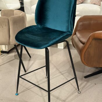 Tabourets de bar en velours vert "Bella" (2 pièces disponibles)