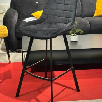 2x Tabourets de bar/Chaises haute en velours noir