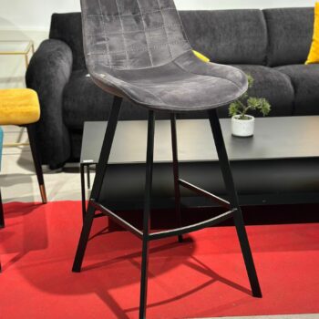 2x Tabourets de bar/Chaises haute en velours gris
