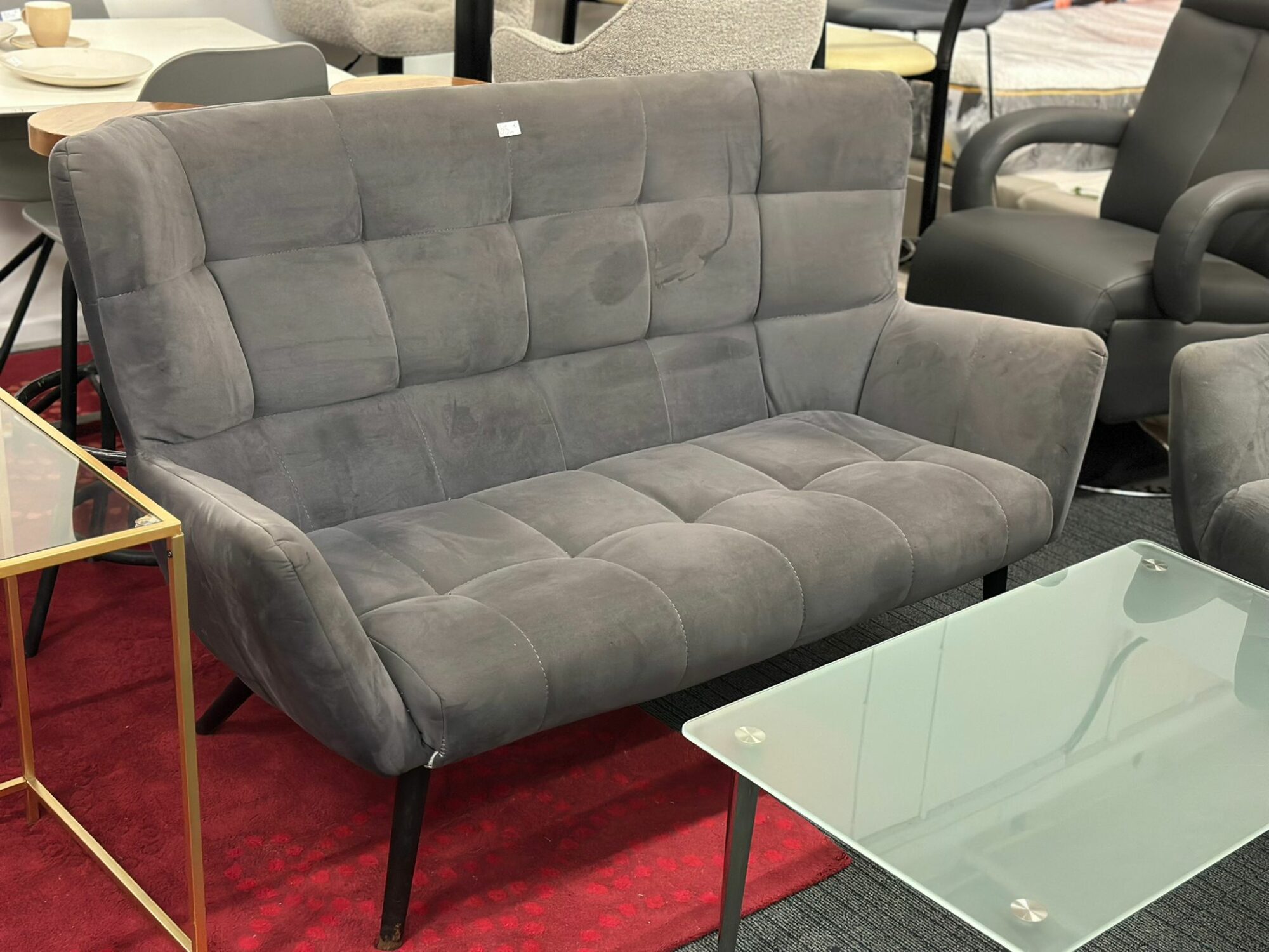 Canapé/Banquette en velours gris - Image 2