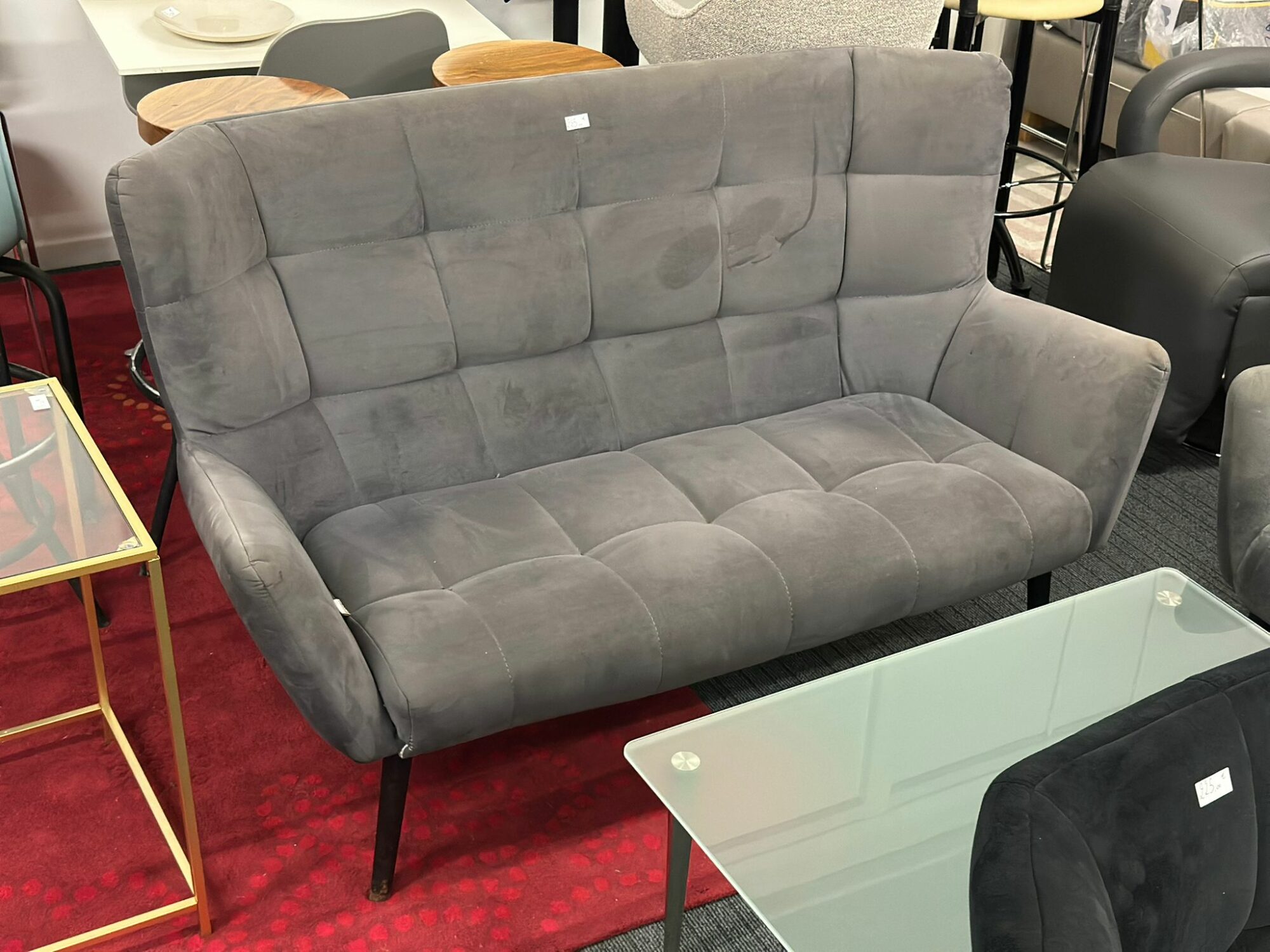 Canapé/Banquette en velours gris - Image 3