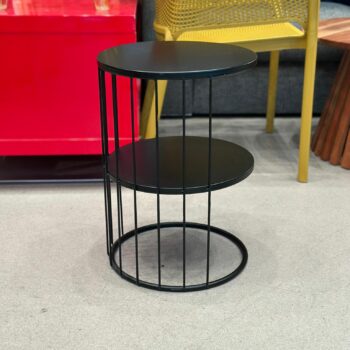 2x Table d'appoint/chevet noir métallique
