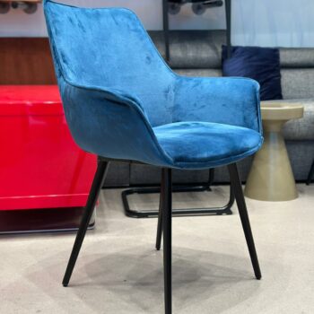 4x Chaises/Fauteuil salle à manger en velours bleu