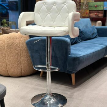 2x Tabourets de bar en similicuir blanc