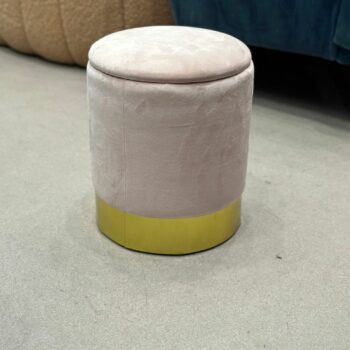 Pouf d'appoint en velours rose avec espace de rangement