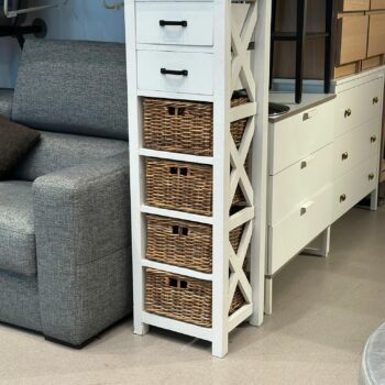 Colonne / meuble de rangement avec panier