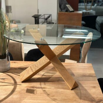 Table de salon ronde en verre