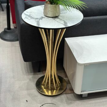 Table d'appoint ronde effet marbre