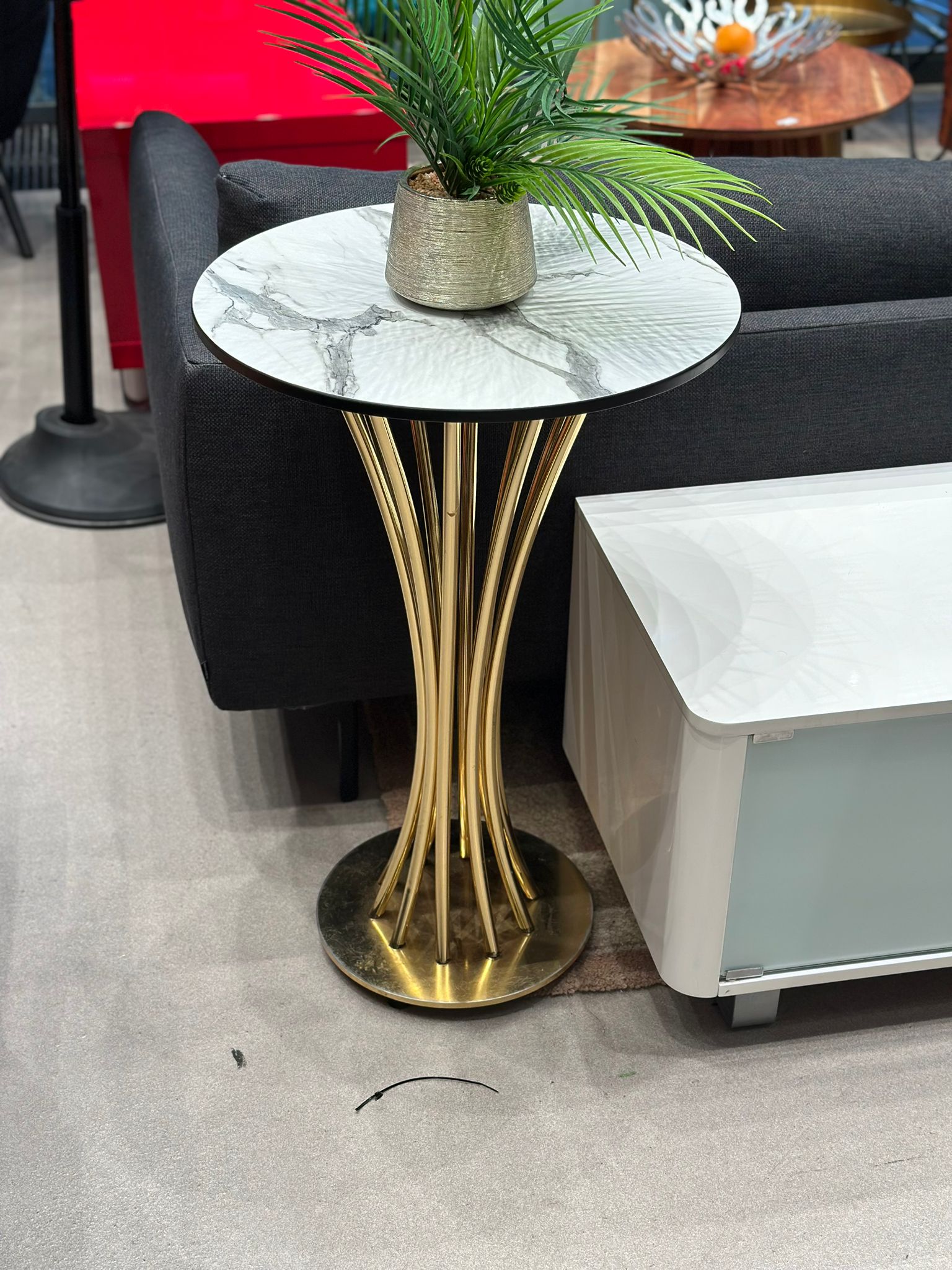 Table d'appoint ronde effet marbre