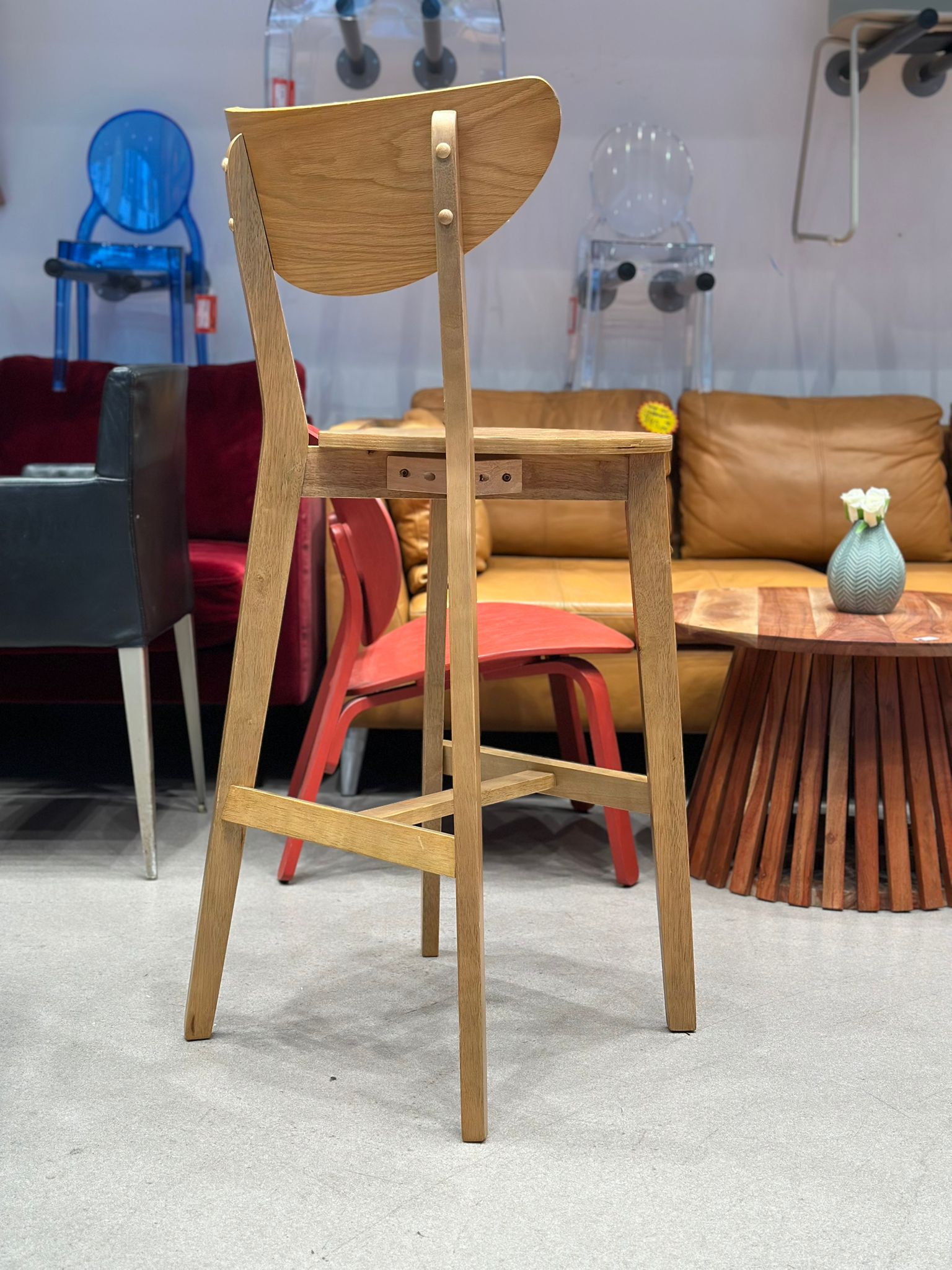 2x Tabourets de bar en bois - LEONARDO - Image 2