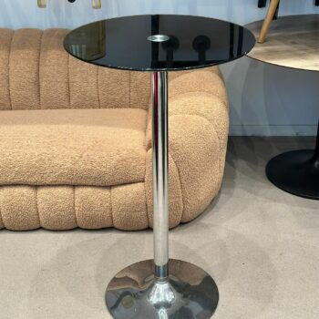 Table haute / mange debout en verre trempé noir