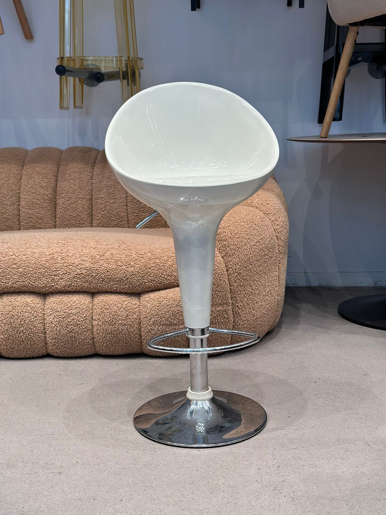 2x Tabourets de bar pivotant et réglable blanc