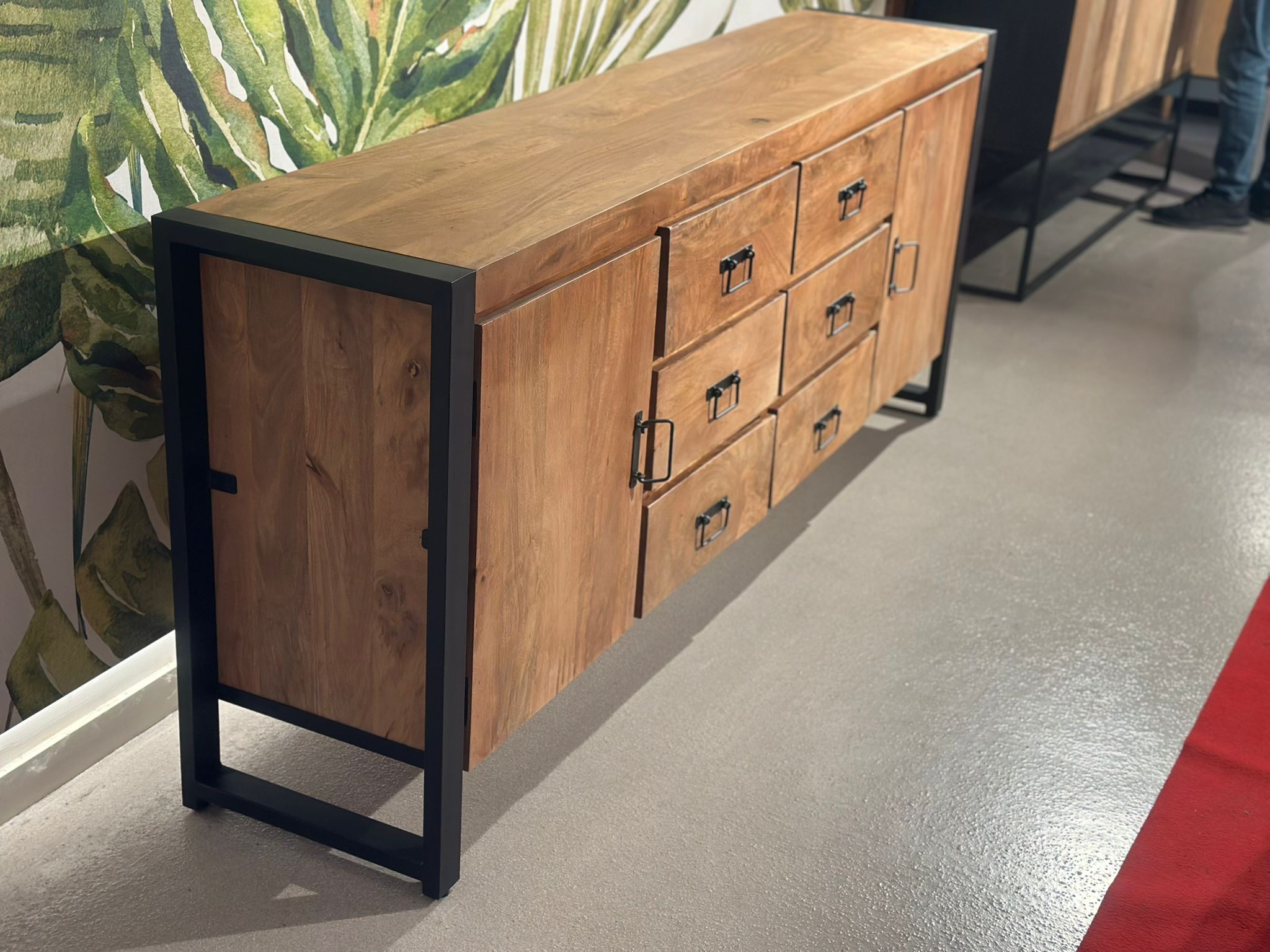 Buffet en bois style industriel avec 6 tiroirs 2 porte - Image 3