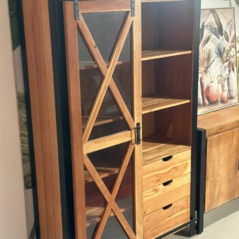 Vaisselier/Vitrine style industriel avec porte coulissante