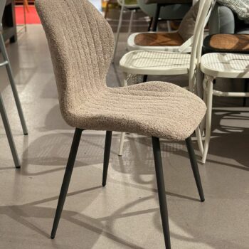 2x Chaises salle à manger tissu bouclé taupe