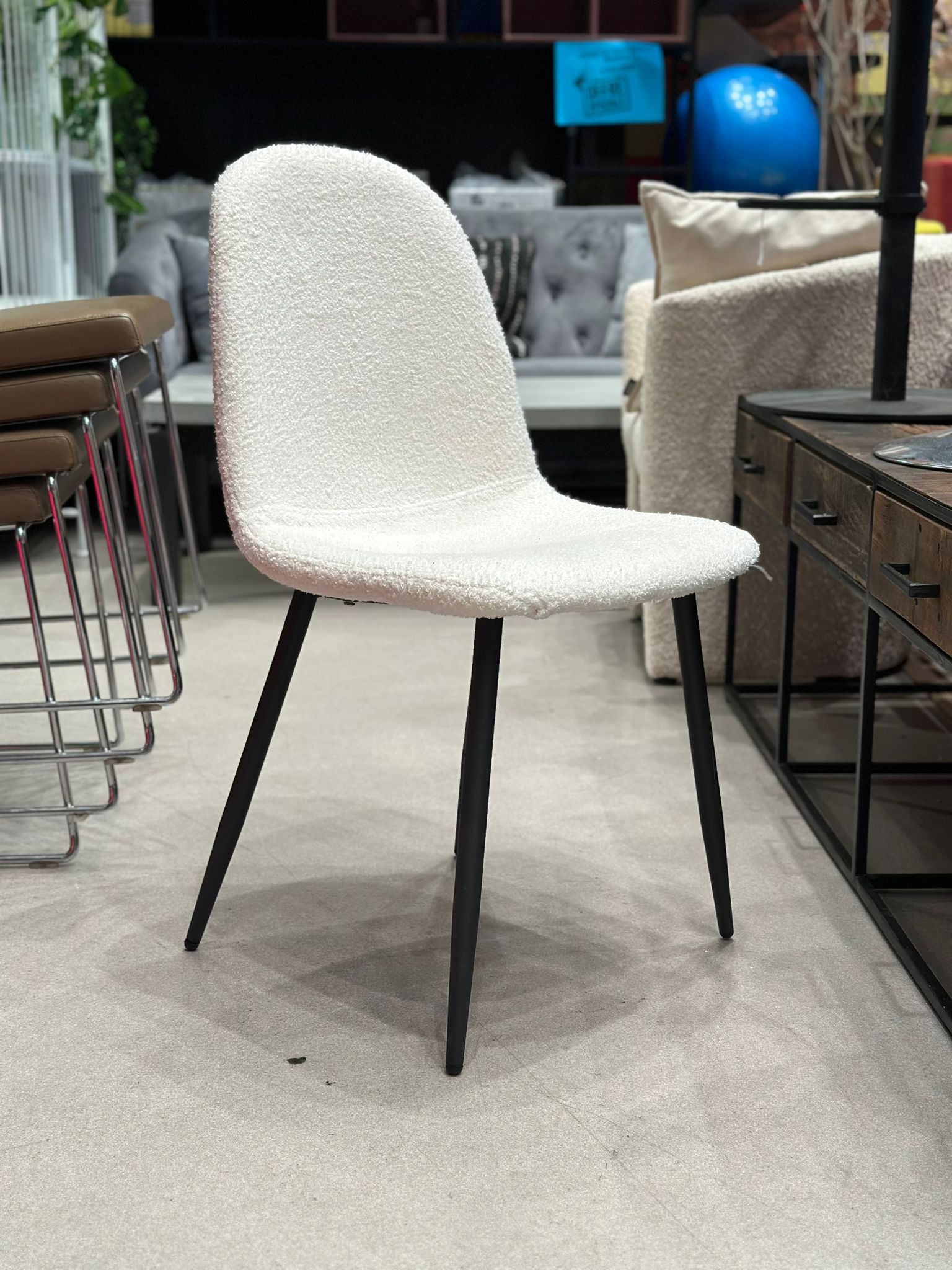 4x Chaise de salle à manger en tissu bouclé