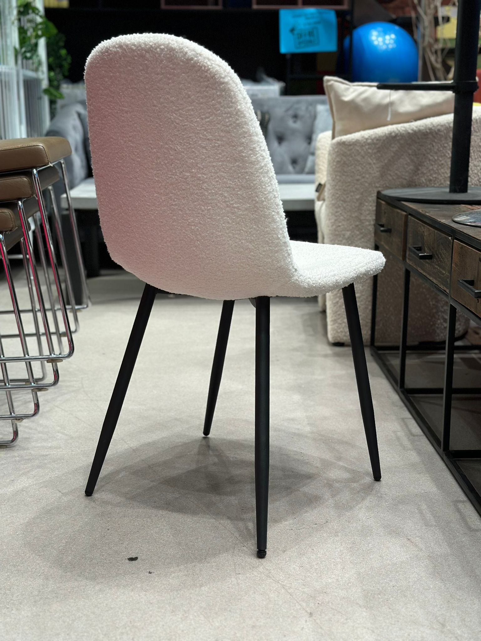 4x Chaise de salle à manger en tissu bouclé - Image 2