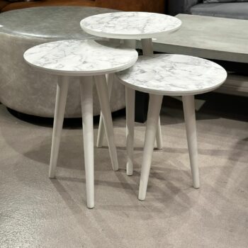 Set 3 tables gigognes effet marbre blanc