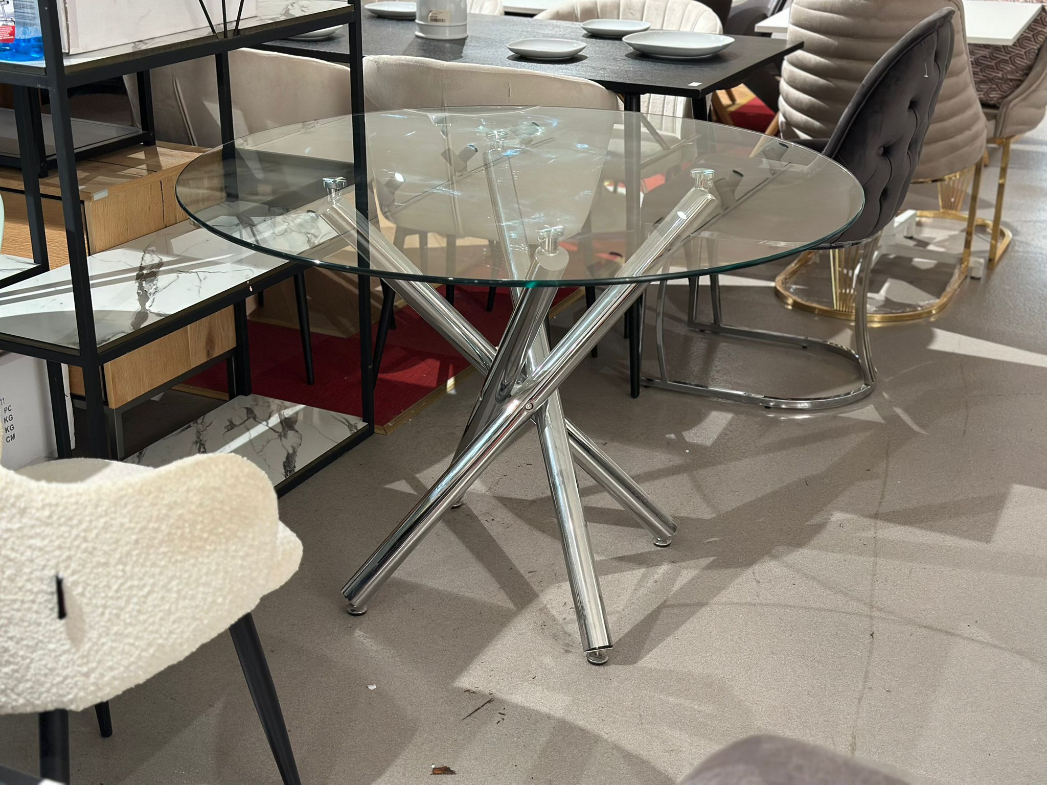 Table à manger ronde en verre