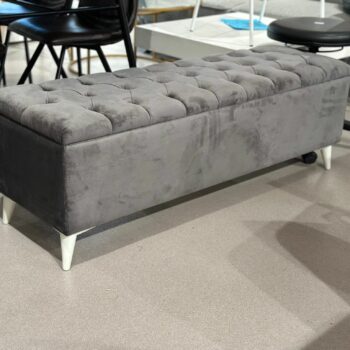 Banc avec espace de rangement gris capitonnée
