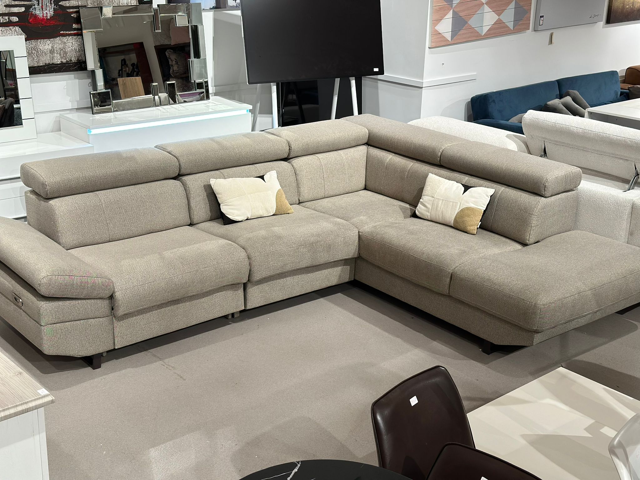 Canapé d'angle avec relax électrique appuie tête ajustable