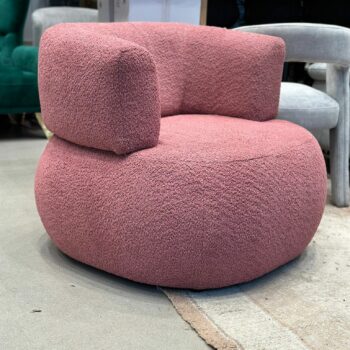 Fauteuil rose tissu bouclé