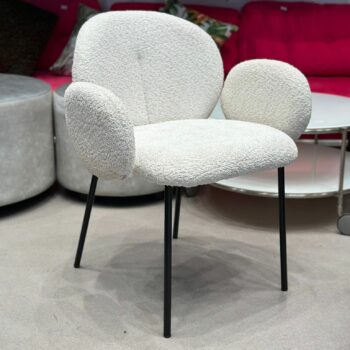 4x Chaises/Fauteuil salle à manger en tissu bouclé