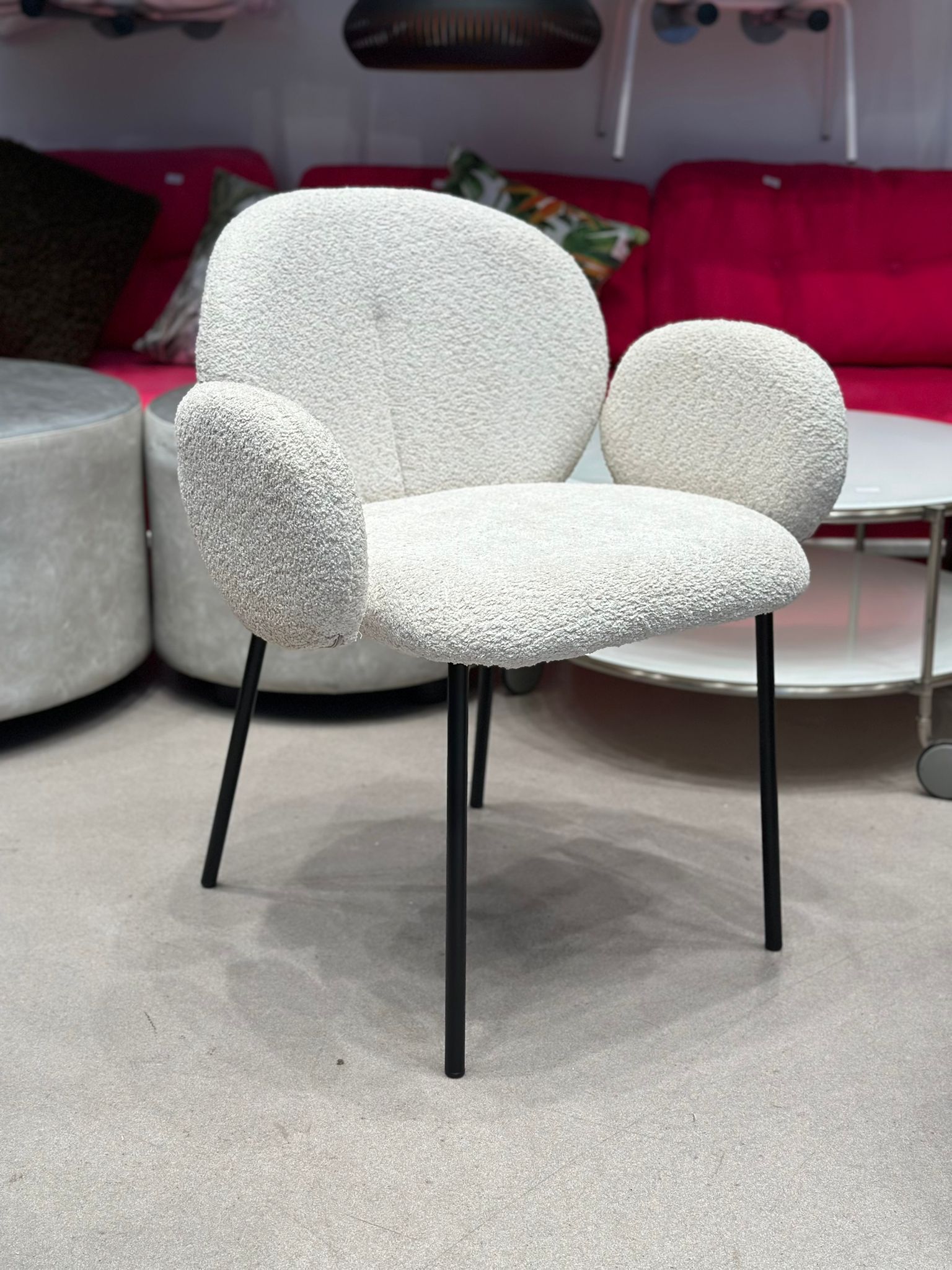 4x Chaises/Fauteuil salle à manger en tissu bouclé