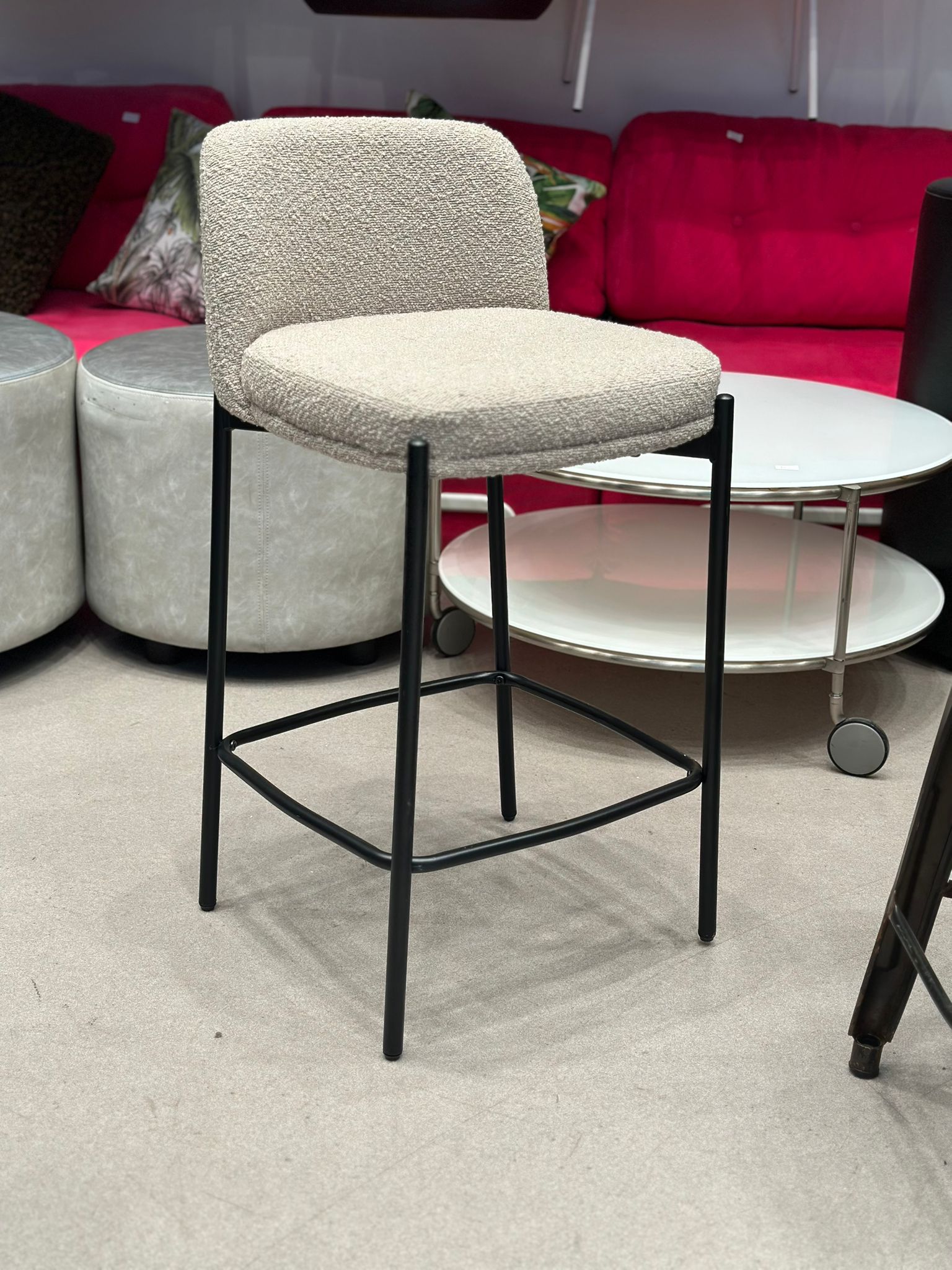 Tabouret de bar tissu bouclé (3 pièces disponibles)