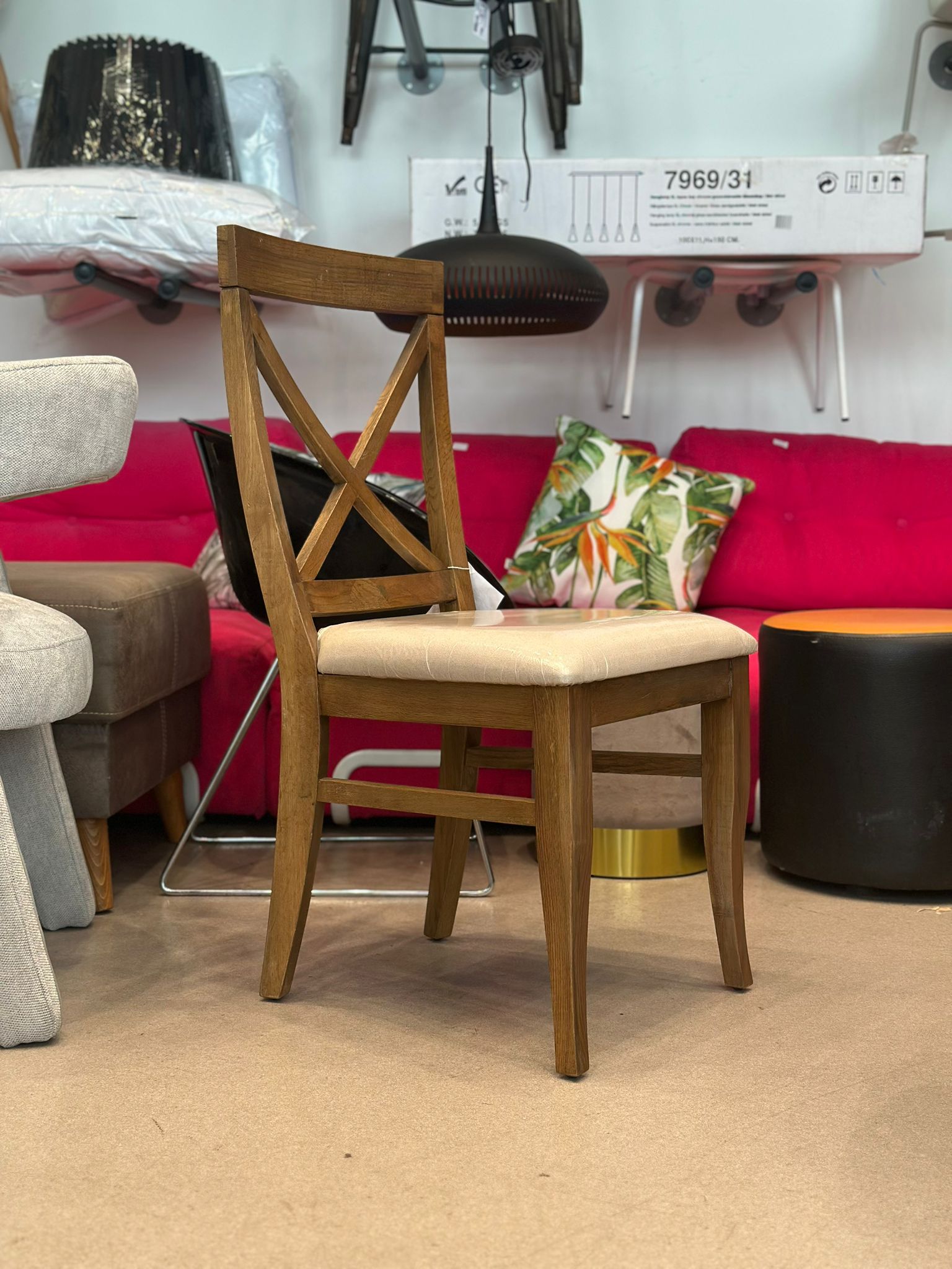 2x Chaises salle à manger en bois style rustique