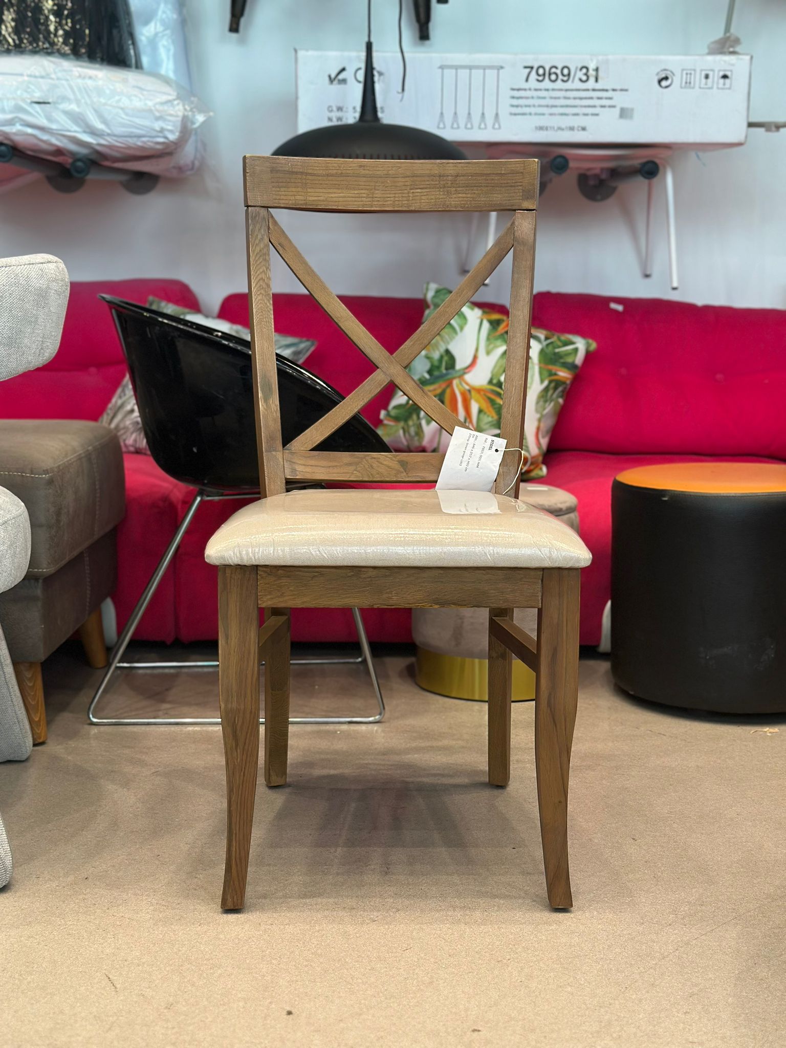 2x Chaises salle à manger en bois style rustique - Image 3