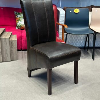 6x Chaises salle à manger en cuir brun