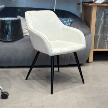 6x Chaises salle à manger en velours beige/crème
