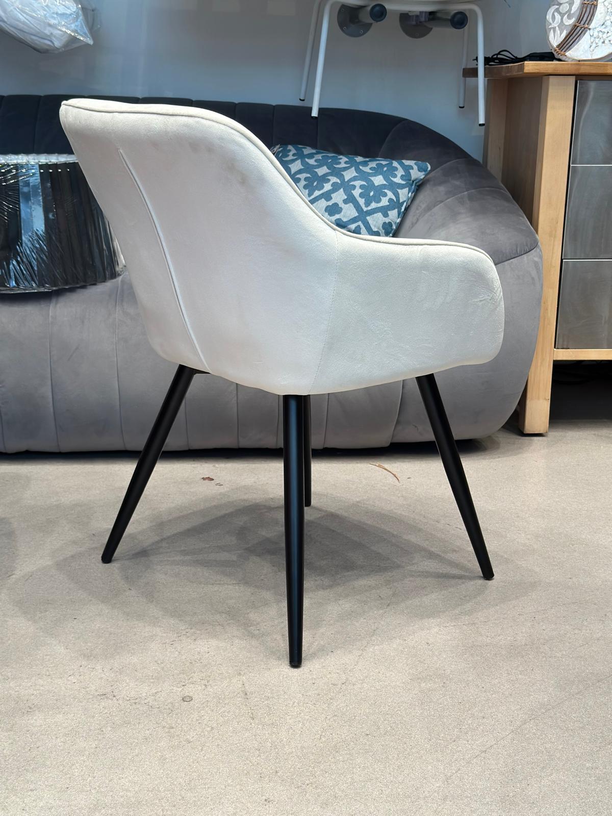 6x Chaises salle à manger en velours beige/crème - Image 2