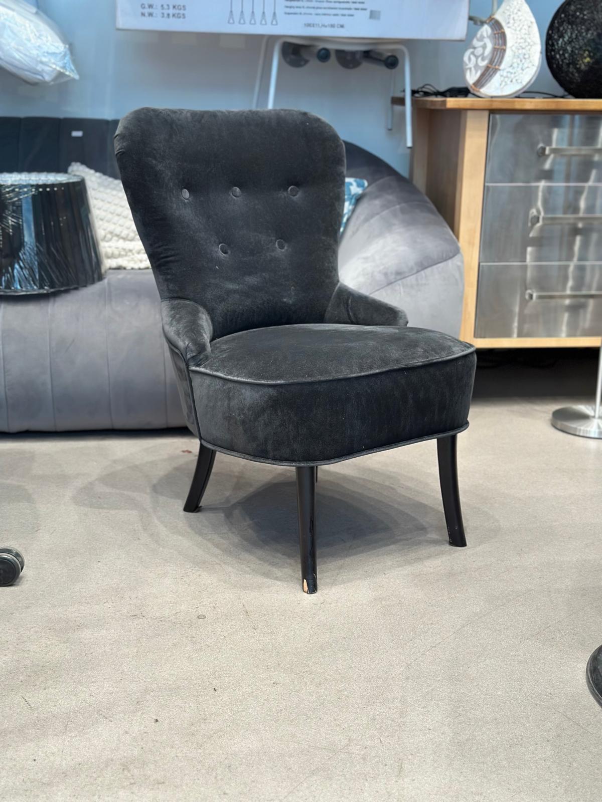 Fauteuil en velours noir - Image 4