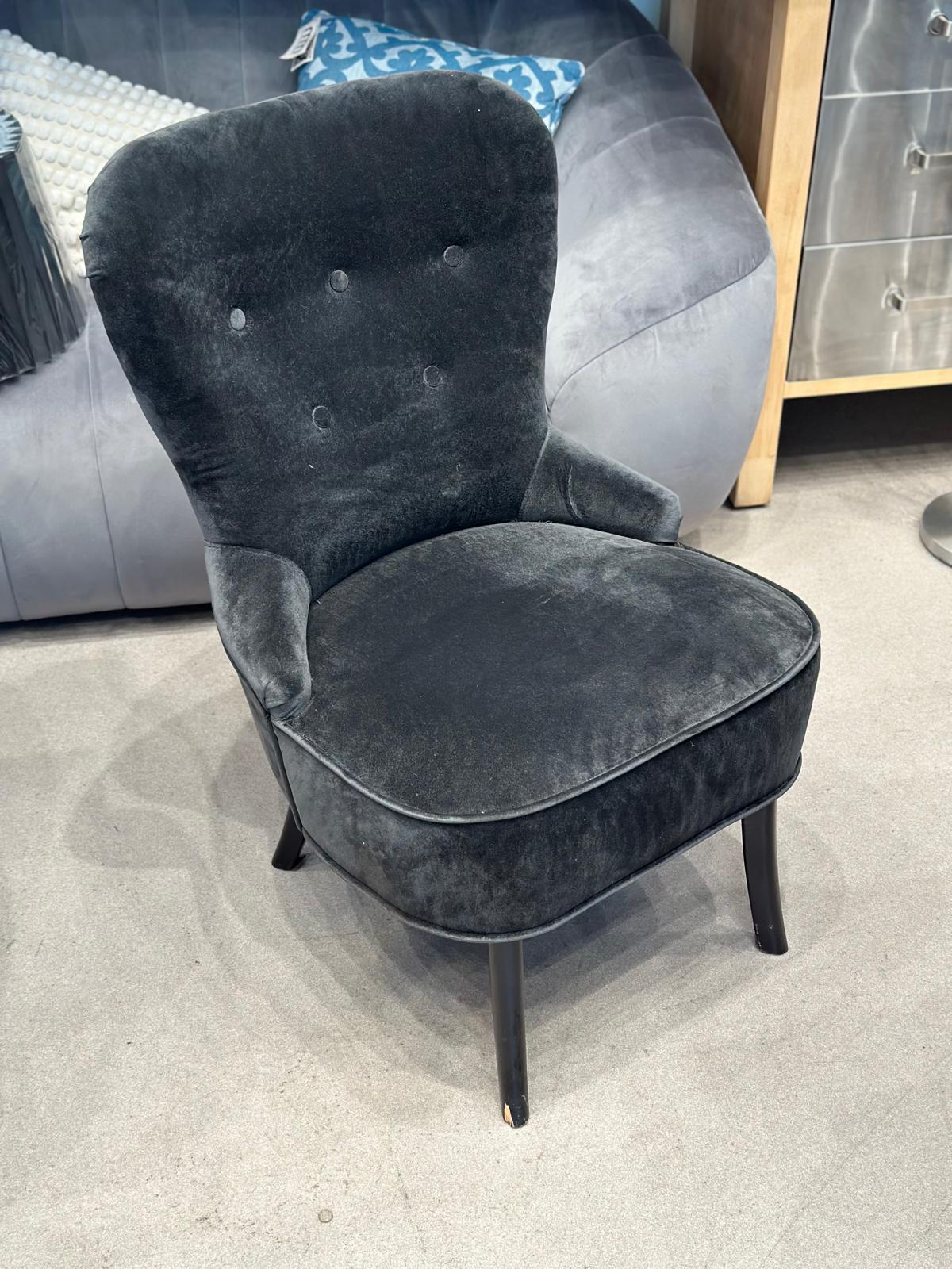Fauteuil en velours noir - Image 2