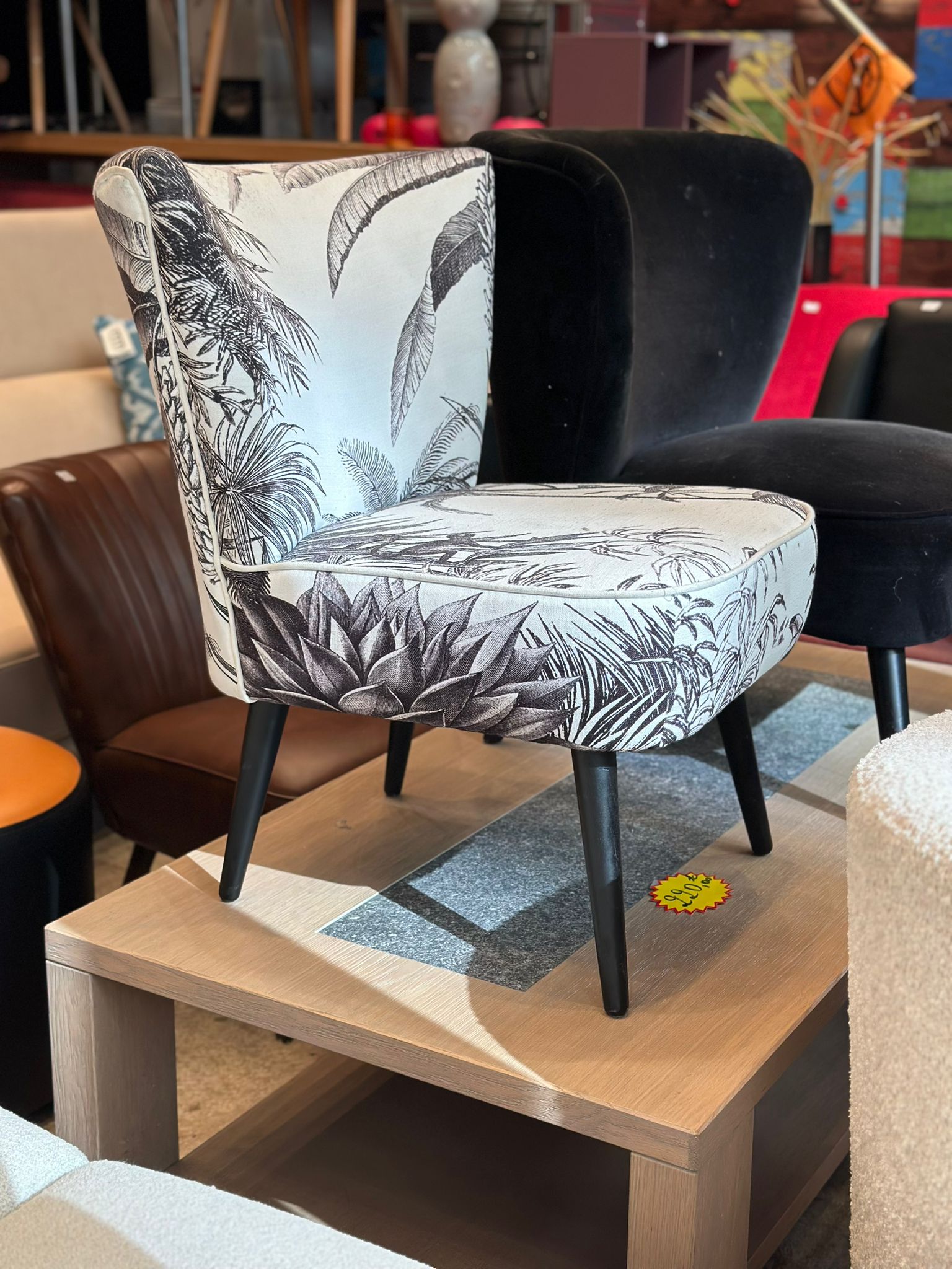 Fauteuil cocktail d'appoint motif tropical/jungle