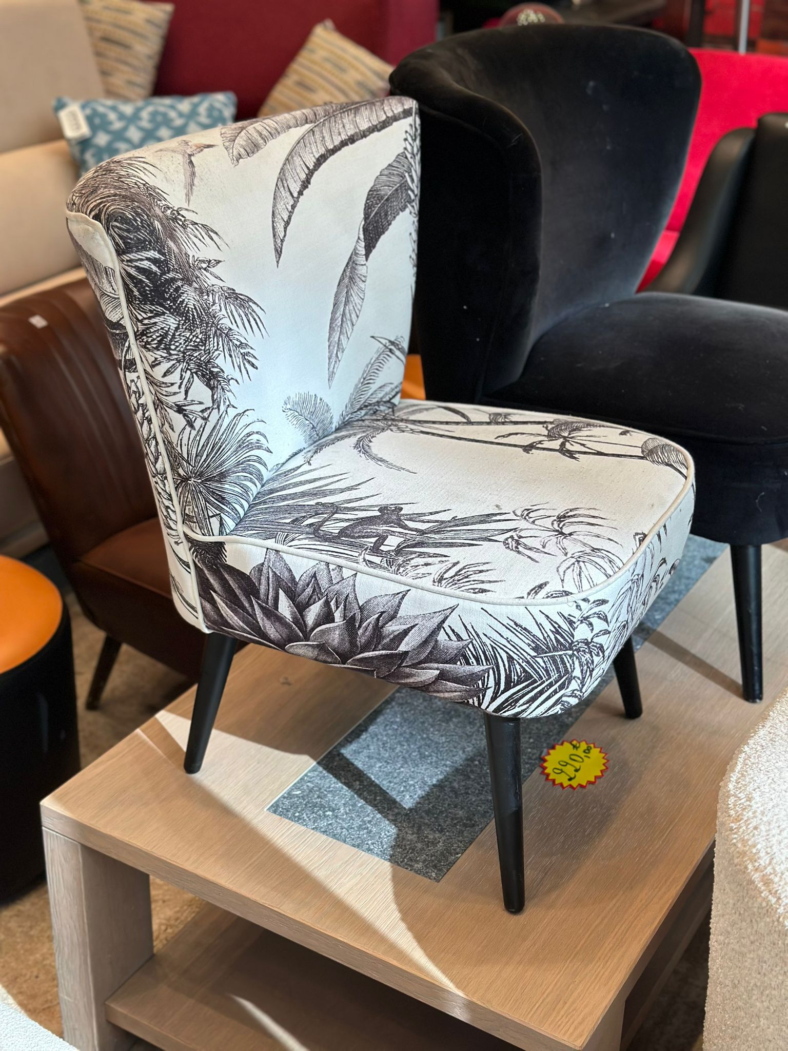 Fauteuil cocktail d'appoint motif tropical/jungle - Image 3