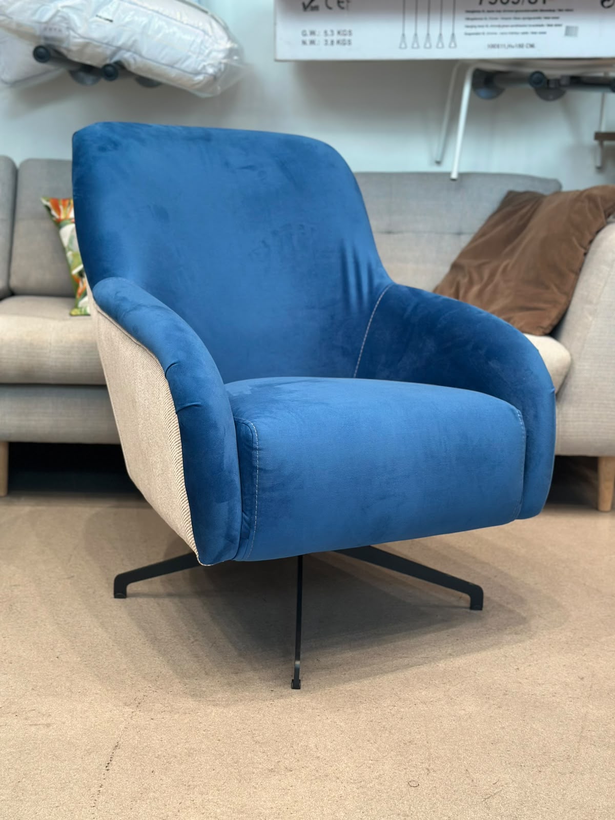 Fauteuil pivotant en velours (2 pièces disponibles) - Image 2