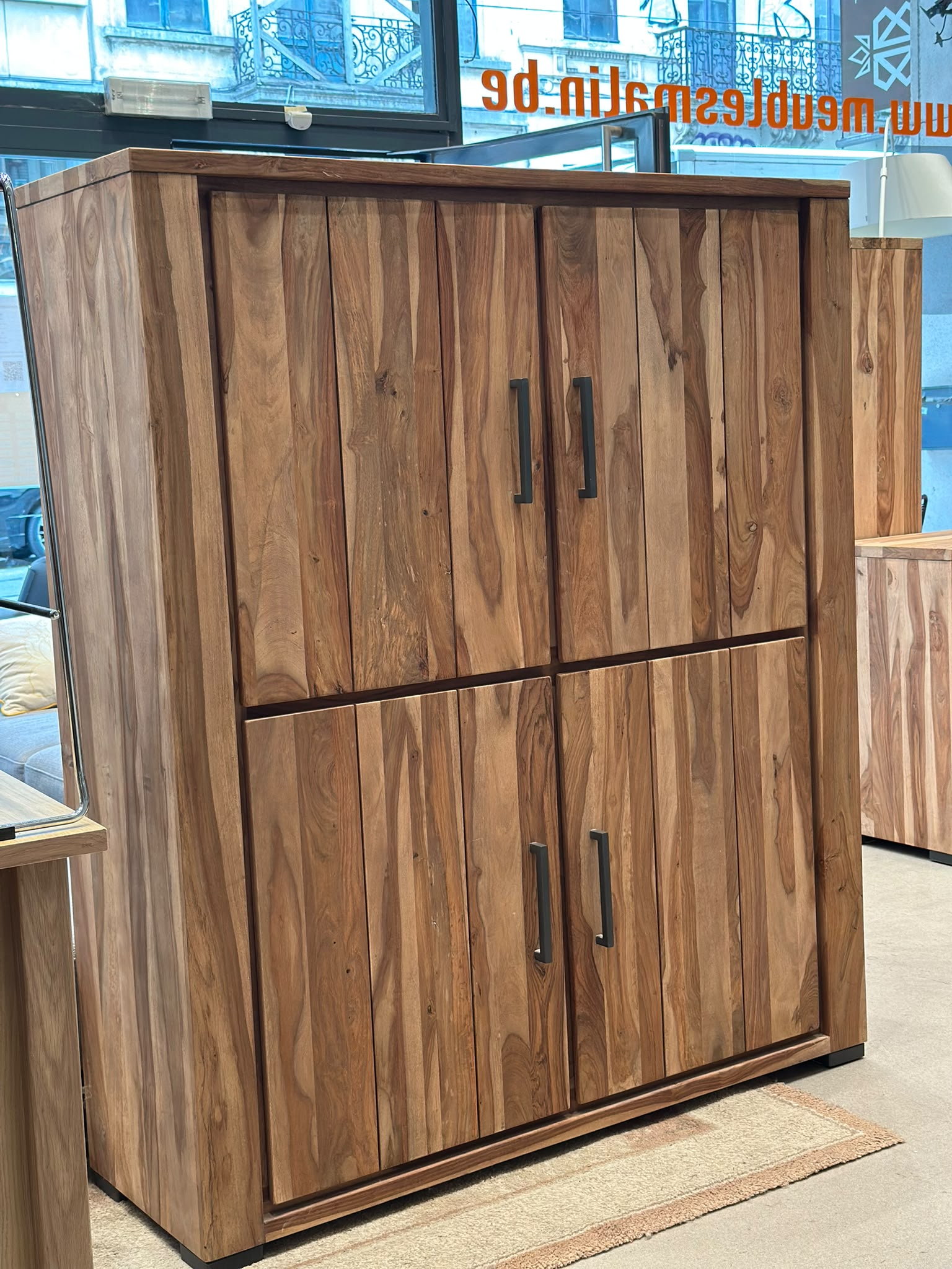 Bahut/Vaisselier en bois massif de sheesham avec 4 portes