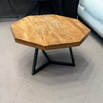 Table basse octogonale industriel en manguier massif