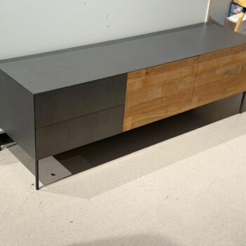 Meuble TV style industriel en teck recyclé et acier anthracite - Pandora