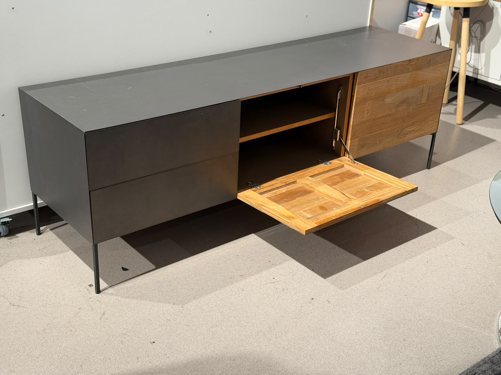 Meuble TV style industriel en teck recyclé et acier anthracite - Pandora - Image 3